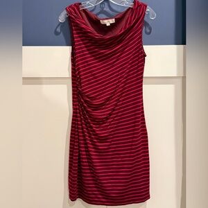 LOFT Striped Sleeveless Draped Midi Dress Size M